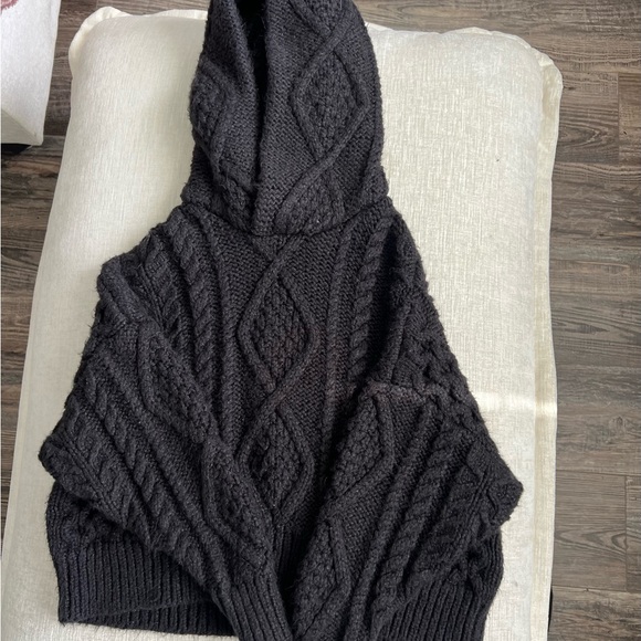 Fear of God FOG Essentials Kids Cable Knit Black Sweater Hoodie